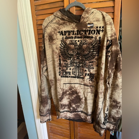 Affliction 3x reversible hoodie New with tags